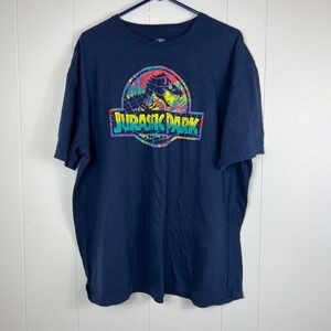 Jurassic Park T-Shirt‎ Navy Blue Graphic Tee Movie Promo Menswear